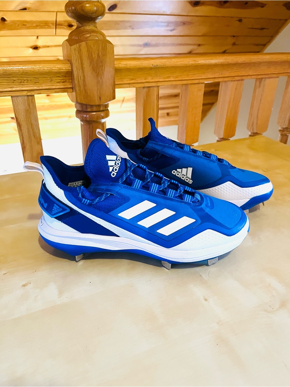 Adidas Men's Icon 7 Boost Royal Blue White Baseball Cleats Size 8.5